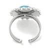 304 Stainless Steel Synthetic Turquoise Cuff Rings G-Z056-08P-02-3