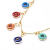 Donut Brass Enamel Charm Bracelets BJEW-JB05221-04-2