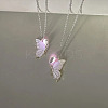 2Pcs Alloy Enamel Magnetic Luminous Butterfly Pendant Friendship Couple Necklaces FS-WG3F676-01-3