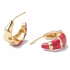 Brass Enamel Stud Earrings EJEW-A093-06G-3
