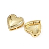 Heart Brass Micro Pave Clear Cubic Zirconia Slide Charms KK-S526-29G-2