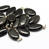 Horse Eye Dyed & Heated Natural Black Agate Pendants G-Q363-09-1