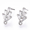 Brass Cubic Zirconia Ear Studs MAK-T011-04P-1