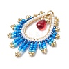 Handmade Glass Seeds Teardrop Pendants PALLOY-MZ00390-02-3