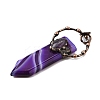 Dyed Natural Purple Banded Agate & Amethyst Sword Shape Big Pendants G-Q350-07L-2