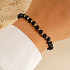 Rondelle Faceted Glass & Brass Bead Stretch Bracelets UG9794-1
