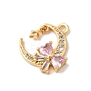 Brass Pave Pink and Clear Cubic Zirconia Pendants KK-P340-54G-2