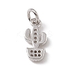 Brass Micro Pave Clear Cubic Zirconia Cactus Charms ZIRC-F132-67P-2