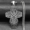 Viking 201 Stainless Steel Black Enamel Box Chain Trinity Knot Cross Pendant Necklaces for Men LS-NJEW-S003-07P-1