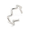 Non-Tarnish 304 Stainless Steel Wave Open Cuff Ring for Women RJEW-I085-13P-1