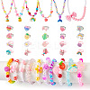 Flower & Shell & Watermelon & Rabbit Plastic Cuff & Adjustable Ring & Pendant Necklace & Stretch Bracelets SJEW-TA0001-02-2