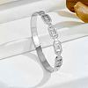 Oval 304 Stainless Steel Pave Cubic Zirconia Bangles FS-WG9D319-02-1