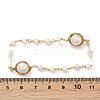 Round Brass Natural Freshwater Pearl Tassel Stud Earrings EJEW-U072-02G-5