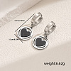 201 Stainless Steel Flat Round with Hollow Heart Hoop Earrings Daily Holiday Accessories OM1741-3-8