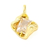 Brass Pave Clear Cubic Zirconia Pendants KK-Z051-01G-03-1