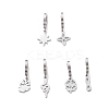 Non-Tarnish 3 Pair 3 Style Star & Clover & Snake & Infinity 304 Stainless Steel Asymmetrical Earrings EJEW-B020-14P-1