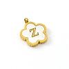 Golden Tone Stainless Steel Pave White Shell Letter Flower Charms PW-WGC5230-26-1