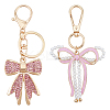 2Pcs 2 Styles Bowknot Alloy Enamel & Plastic Imitation Pearl Pendant Decoration HJEW-PH0001-94-1