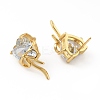 Cubic Zirconia Heart with Bowknot Stud Earrings EJEW-B013-10G-3