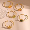 304 Stainless Steel Micro Pave Cubic Zirconia Adjustable Cuff Rings STAS-Z143-07G-1