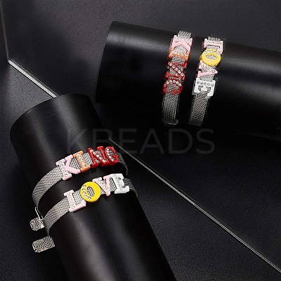 Spray Painted Zinc Alloy Slide Charms ALRI-WH0005-13X-1