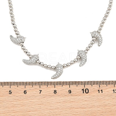 Brass Micro Pave Clear Cubic Zirconia Hot Pepper and Round Beaded Necklaces KK-CBA4547-15P-1