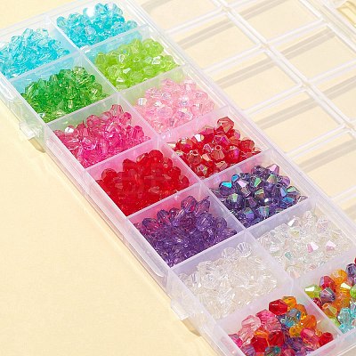 700Pcs 14 Style Bicone AB Color Plated Eco-Friendly Transparent Acrylic Beads TACR-FS0001-32-1