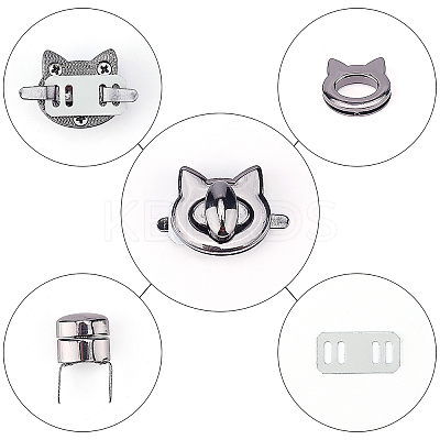 6 Sets 6 Styles Zinc Alloy Bag Twist Lock Accessories FIND-PH0002-24B-1