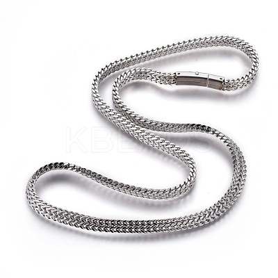Non-Tarnish 304 Stainless Steel Mesh Chain Necklaces NJEW-L161-01P-1