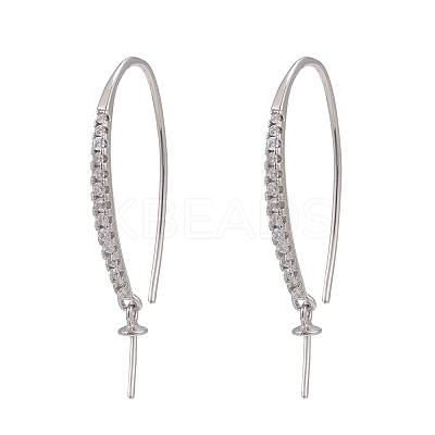 Anti-Tarnish Rhodium Plated 925 Sterling Silver Micro Pave Cubic Zirconia Earring Hooks STER-F041-88P-1