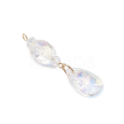 3Pcs Glass with 304 Stainless Steel Pendants PALLOY-JF04729-1