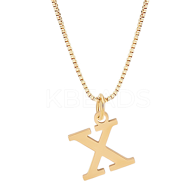 1pc Brass Chain & 304 Stainless Steel Letter Pendant Necklaces NJEW-LP0001-40C-G-1