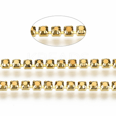Electroplate Brass Rhinestone Strass Chains CHC-T006-SS6.5-01G-1