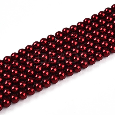 Baking Paint Pearlized Glass Pearl Bead Strands HY-N002-3mm-A13-1