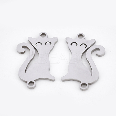 Tarnish Resistant 201 Stainless Steel Kitten Links connectors X-STAS-T044-58P-1