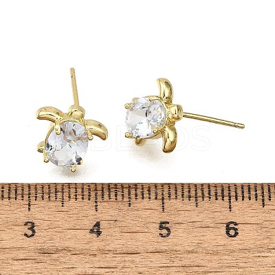 Brass Micro Pave Clear Cubic Zirconia Stud Earrings LS-EJEW-H157-03G-01-1