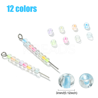 3432Pcs 12 Colors 8/0 Glow in the Dark Luminous Transparent Glass Round Seed Beads LUMI-CJ0001-01-1