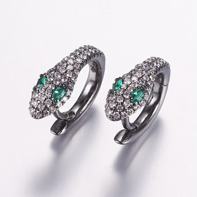 Brass Micro Pave Cubic Zirconia Hoop Earrings EJEW-F134-01B-1