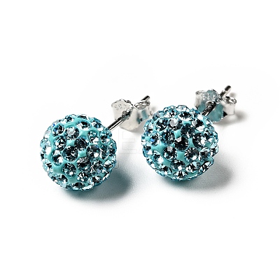 Gifts for Her Valentines Day 925 Sterling Silver Austrian Crystal Rhinestone Ball Stud Earrings for Girl Q286H031-1