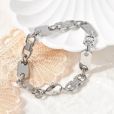 304 Stainless Steel Oval Link Chain Bracelets for Women Men BJEW-F488-57P-1