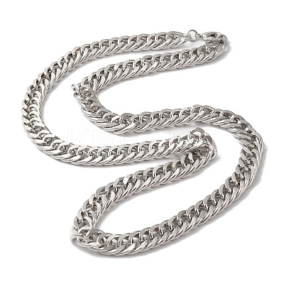 Iron Cuban Link Chain Necklaces for Women Men NJEW-A028-01J-P-1