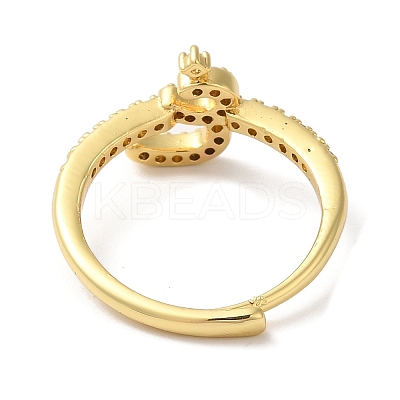 Rack Plating Brass Cubic Zirconia Arabic Letters Adjustable Rings for Women RJEW-S407-10G-06-1