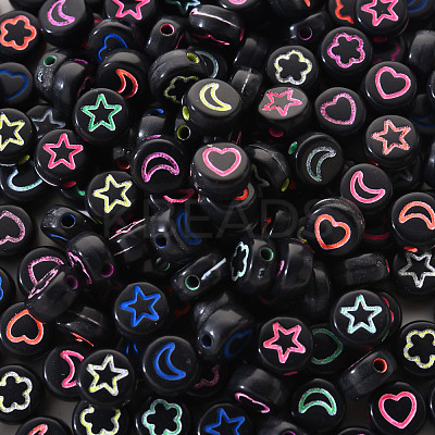 Opaque Black Acrylic Beads SACR-YW0001-21A-1