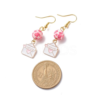 3 Pairs 3 Style Pink Alloy Enamel Charms & Resin Beads Dangle Earrings EJEW-JE05030-05-1