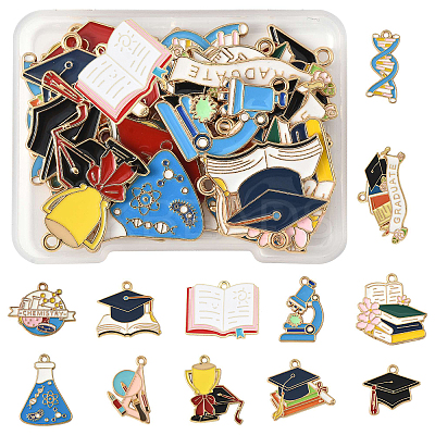 24Pcs 12 Styles Alloy Enamel Pendants ENAM-FS0003-40-1