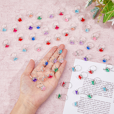 50Pcs Rhinestone Adjustable Rings RJEW-FI0001-06-1