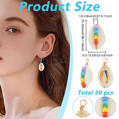 30Pcs Natural Cowrie Shell Pendants FIND-ME0002-51-1