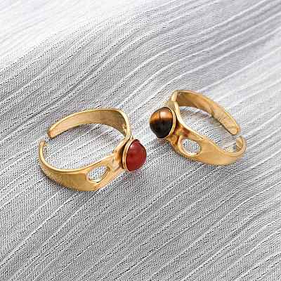 304 Stainless Steel Open Cuff Rings RJEW-A071-07G-1