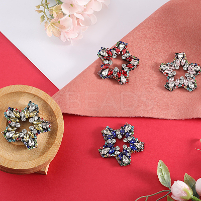 4Pcs 4 Colors Star Rhinestone Appliques FIND-GF0004-97-1