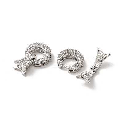 Brass Micro Pave Clear Cubic Zirconia Fold Over Clasps KK-M243-13P-1